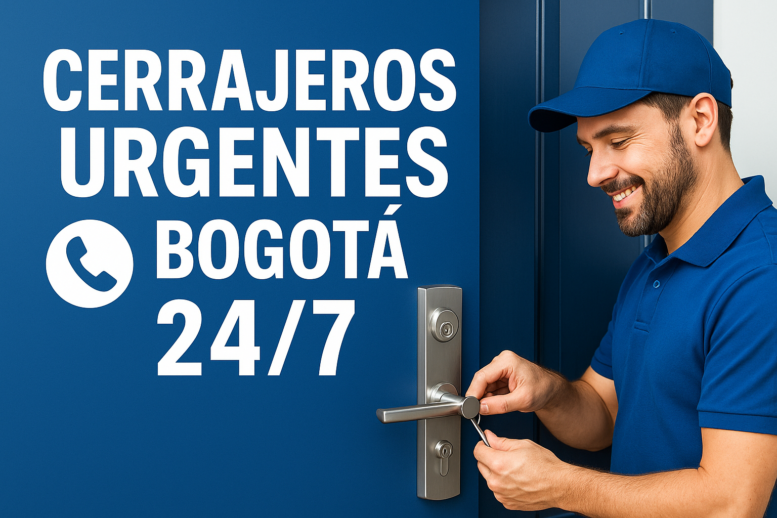 Cerrajero abriendo una puerta con herramienta profesional en emergencia