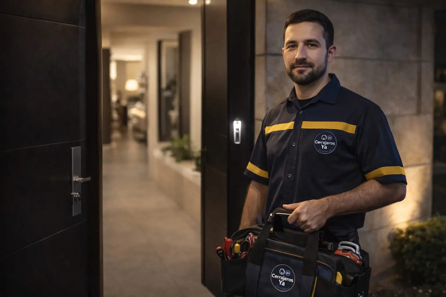Cerrajero profesional atendiendo emergencia de cerrajería en Bogotá 24 horas
